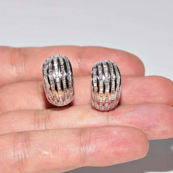 3ctw Baguette Cut White Sapphire Vintage Huggie Earrings