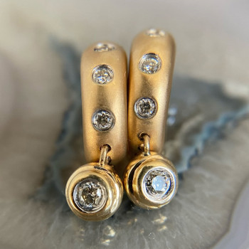 Flush Set Matte Huggies With Dangles Earrings