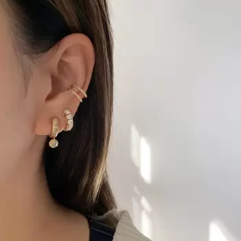 Flush Set Matte Huggies With Dangles Earrings