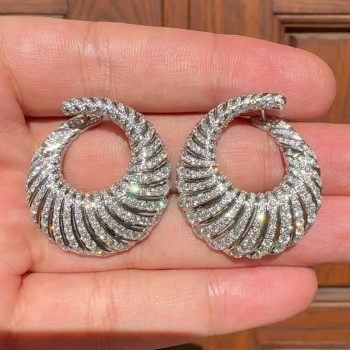 16ctw Swirl Design Art-deco Statement Earrings