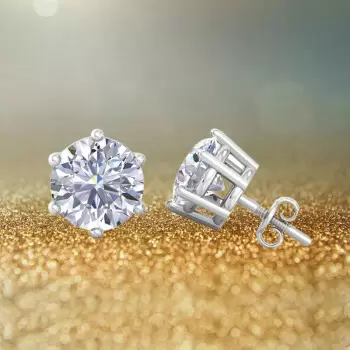 30ctw Huge Round Cut Classic Six-prong Stud Earrings
