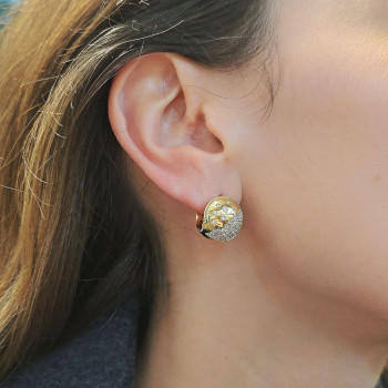 White Sapphire Cluster Snowball Matte Huggie Hoop Earrings