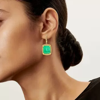 16ctw Emerald Cushion-Shaped Dangle Drop Earrings