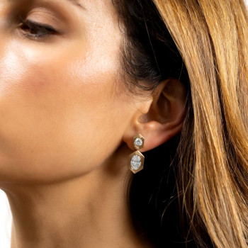 13ctw Oval and Round Matte Finish Drop Earrings