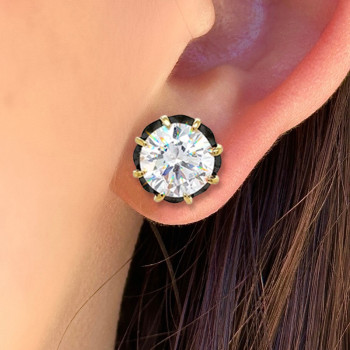 7.5ctw Round Cut Vintage Two Tone Stud Earrings