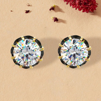 7.5ctw Round Cut Vintage Two Tone Stud Earrings