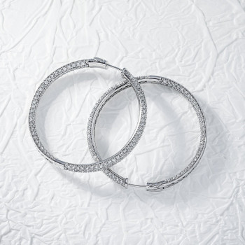 10ctw White Sapphire Paved Large Hoop Earrings