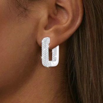 4.5ctw White Sapphire Paved Inside-out Square Hoop Earrings