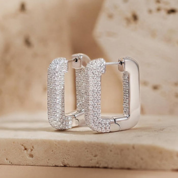4.5ctw White Sapphire Paved Inside-out Square Hoop Earrings