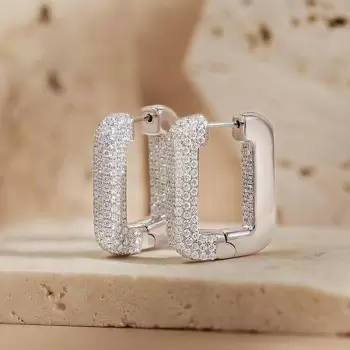 4.5ctw White Sapphire Paved Inside-out Square Hoop Earrings