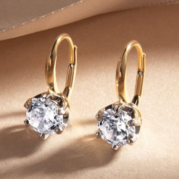 6.5ctw Round Cut Vintage Two Tone Drop Earrings