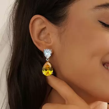 12ctw Pear Cut Two-Stone Drop Earrings