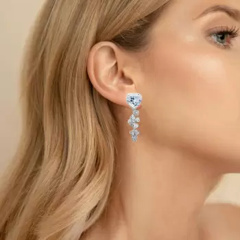 6.75ct Hear Cut White Sapphire Drop Earrings