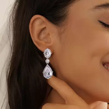 Pear Cut White Sapphire Drop Earrings