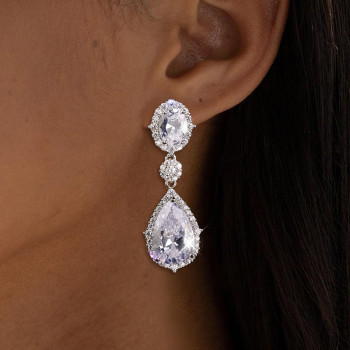 Pear Cut White Sapphire Drop Earrings