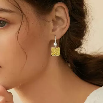 Radiant Cut Yellow Sapphire Drop Earrings