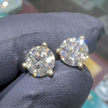 4ctw Round Cut White Sapphire Stud Earrings in Gold