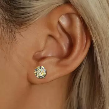 4ctw Round Cut White Sapphire Stud Earrings in Gold