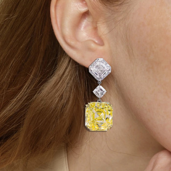 5ct Fancy Yellow Sapphire Drop Earrings in Sterling Silver