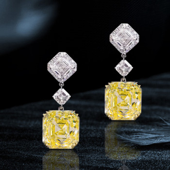 5ct Fancy Yellow Sapphire Drop Earrings in Sterling Silver
