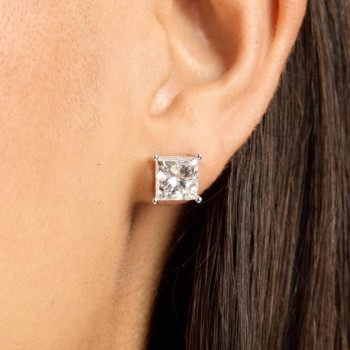 11ctw Princess Cut White Sapphire Stud Earrings
