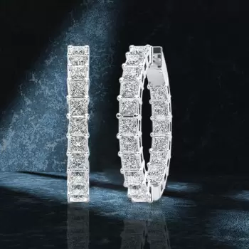 9ctw Princess Cut White Sapphire Classic Hoop Earrings