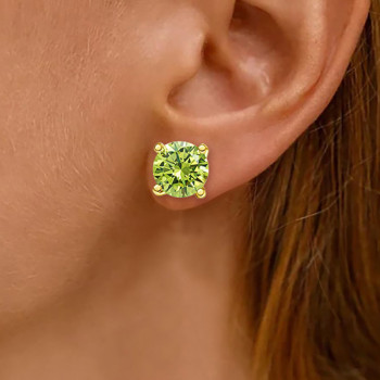 2ct Round Cut Peridot Double Under Halo Stud Earrings