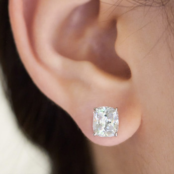 6ctw Cushion Cut White Sapphire Stud Earrings