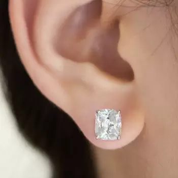 6ctw Cushion Cut White Sapphire Stud Earrings