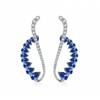 7.95ct Pear Cut Blue Sapphire Cuff Earrings