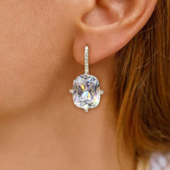 7ctw Cushion Cut White Sapphire Drop Earrings