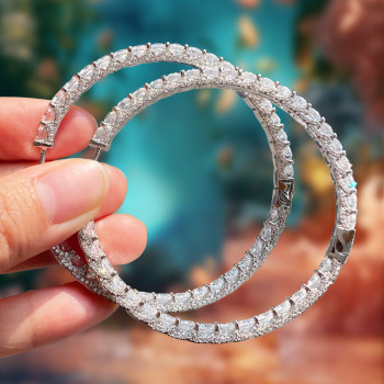 10.15ct Round Cut White Sapphire Double Hoop Earrings