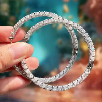 10.15ct Round Cut White Sapphire Double Hoop Earrings