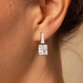 6.7ct Radiant Cut White Sapphire Drop Earrings