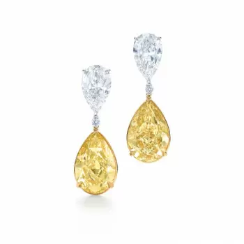 15ctw Pear Cut Yellow Sapphire Drop Earrings