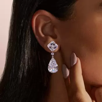 23.36CTW Pear Cut White Sapphire Drop Earrings
