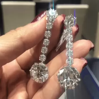 4ct Round Cut White Sapphire Drop Earrings