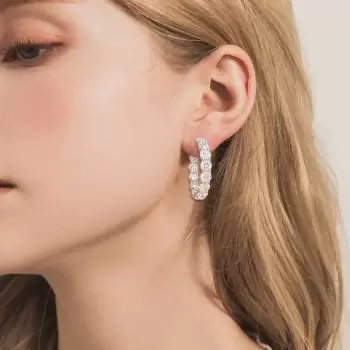 6ct Round Cut White Sapphire Hoop Earrings in Sterling Silver