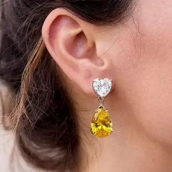 8ctw Pear Cut Yellow Sapphire Drop Earrings