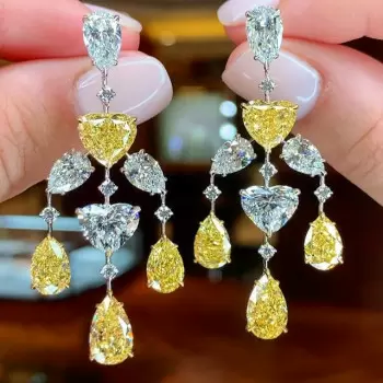 Yellow & White Sapphire Chandelier Statement Earrings