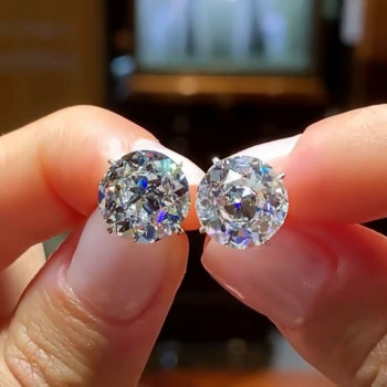 2ct European Cut White Sapphire Stud Earrings
