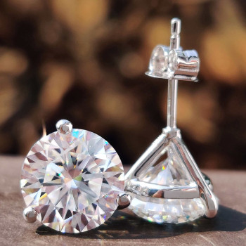 4ctw Round Cut White Sapphire Stud Earrings
