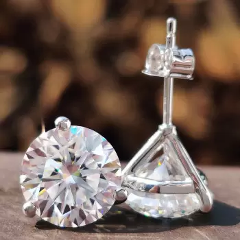 4ctw Round Cut White Sapphire Stud Earrings