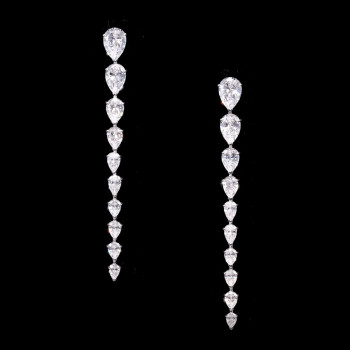 5.75ct Pear Cut White Sapphire Drop Earrings
