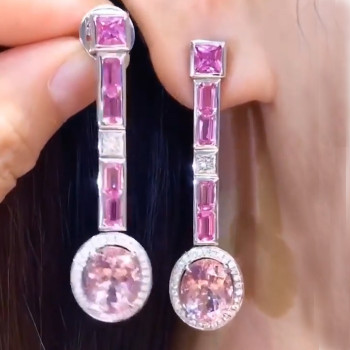 7.25ct Pink Sapphire Drop Earrings