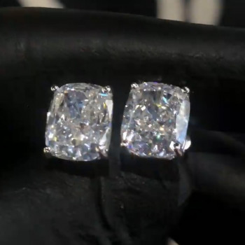 6ctw Cushion Cut White Sapphire Stud Earrings