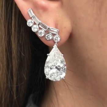 Pear Cut White Sapphire Drop Earrings