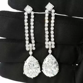 Pear Cut White Sapphire Drop Earrings