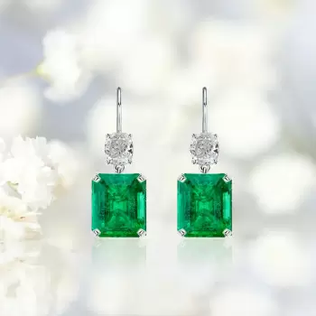 12.5ctw Emerald Cut Emerald Classic Drop Earrings