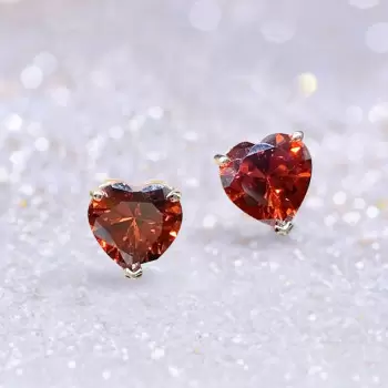 2ct Heart Cut Garnet Stud Earrings in Rose Gold
